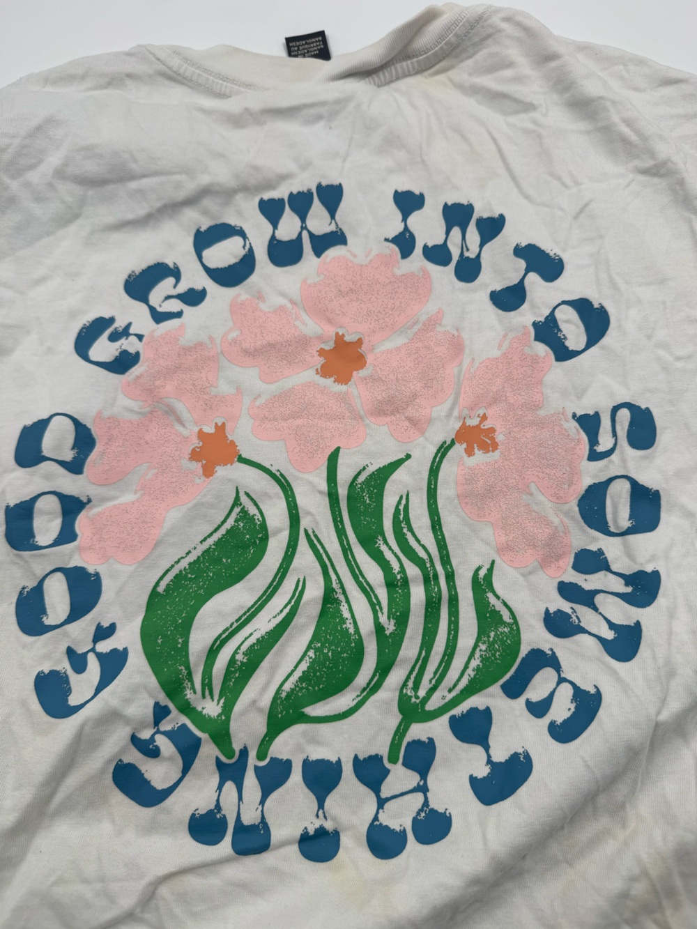 Vintage-Inspired Floral Graphic Tee - Pink & Green Bloom